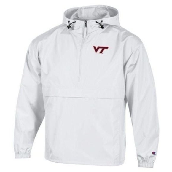 Virginia Tech Hokies White Packable Unisex Windbreaker - Champion- Large - Picture 1 of 10